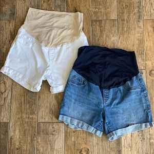 2 Old Navy Maternity Full Panel Denim Shorts Sz 12